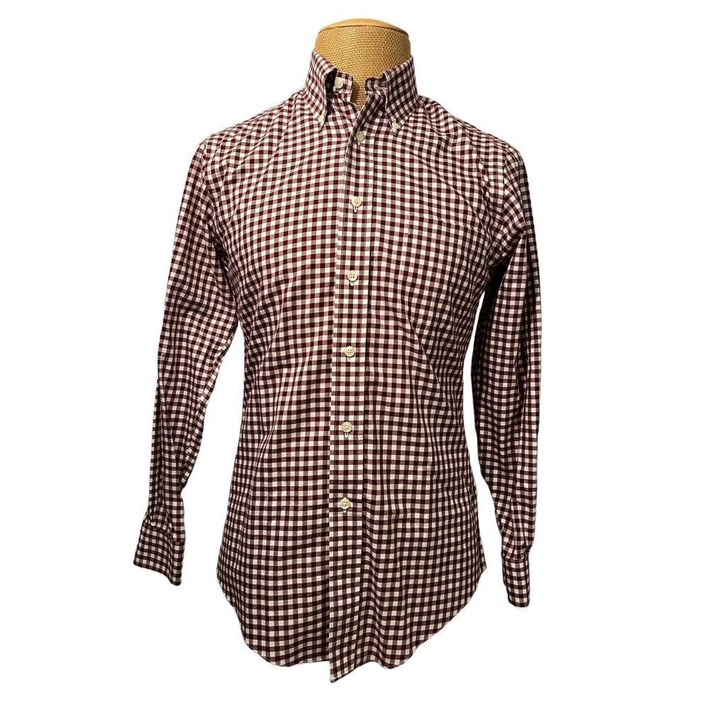 Brooks‎ Brothers Long Sleeve Dress Shirt Non Iron Purple Gingham Size Small